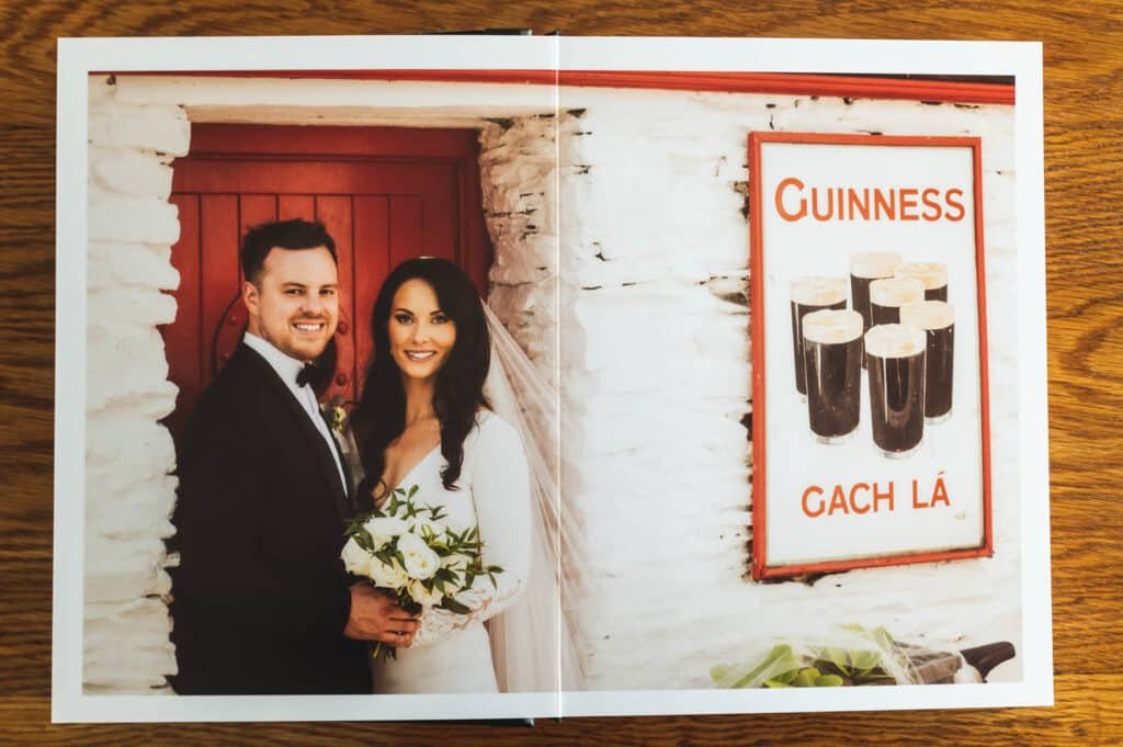 A Graphistudio Original Wedding Double Page Spread lying on a table