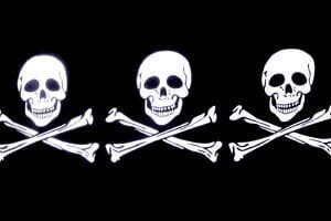 Pirate flag with three 3 skulls
