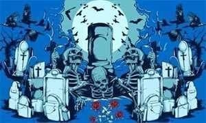 Graveyard Halloween flag