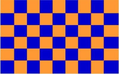 Chequered flag blue orange
